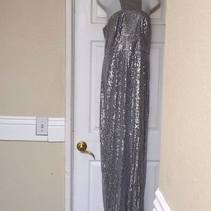 Silver Sequin Pillar Gown for Gala/Ball/Formal Event